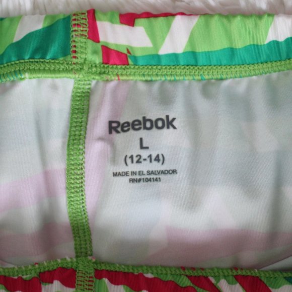 Reebok Girls Athletic Shorts/Spandex Green & Pink Gymnastics Dance Shorts Large - Picture 4 of 7